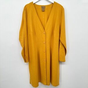 Midnight Velvet Tunic Duster‎ Top Cardigan Size 16W Gold Linen Lagenlook Boho